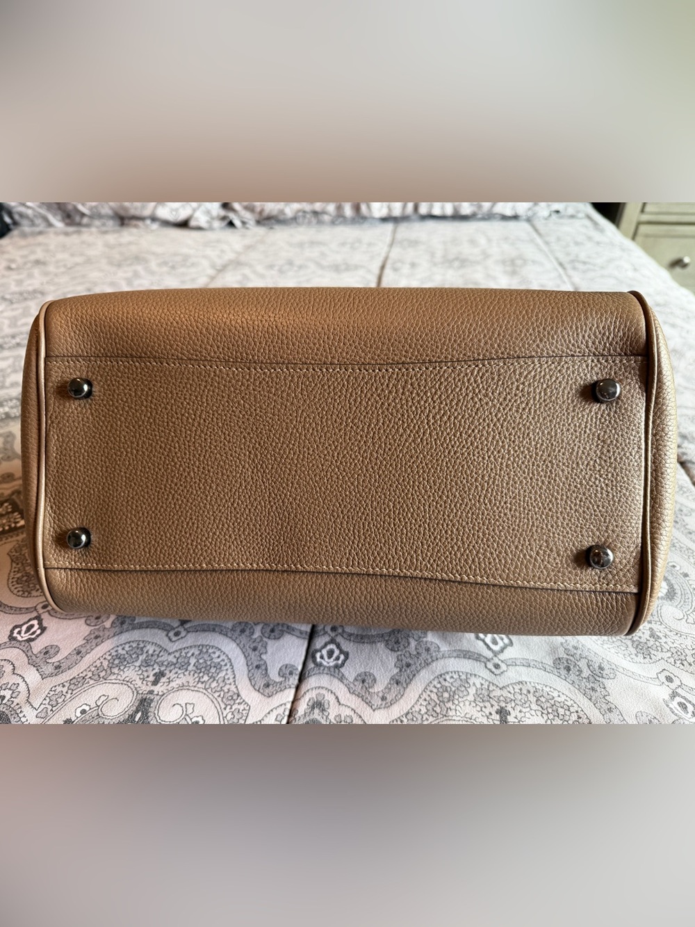 COACH Dark Stone Pebble Leather Carryall Satchel & Gunmetal hardware NWT - Picture 9 of 11